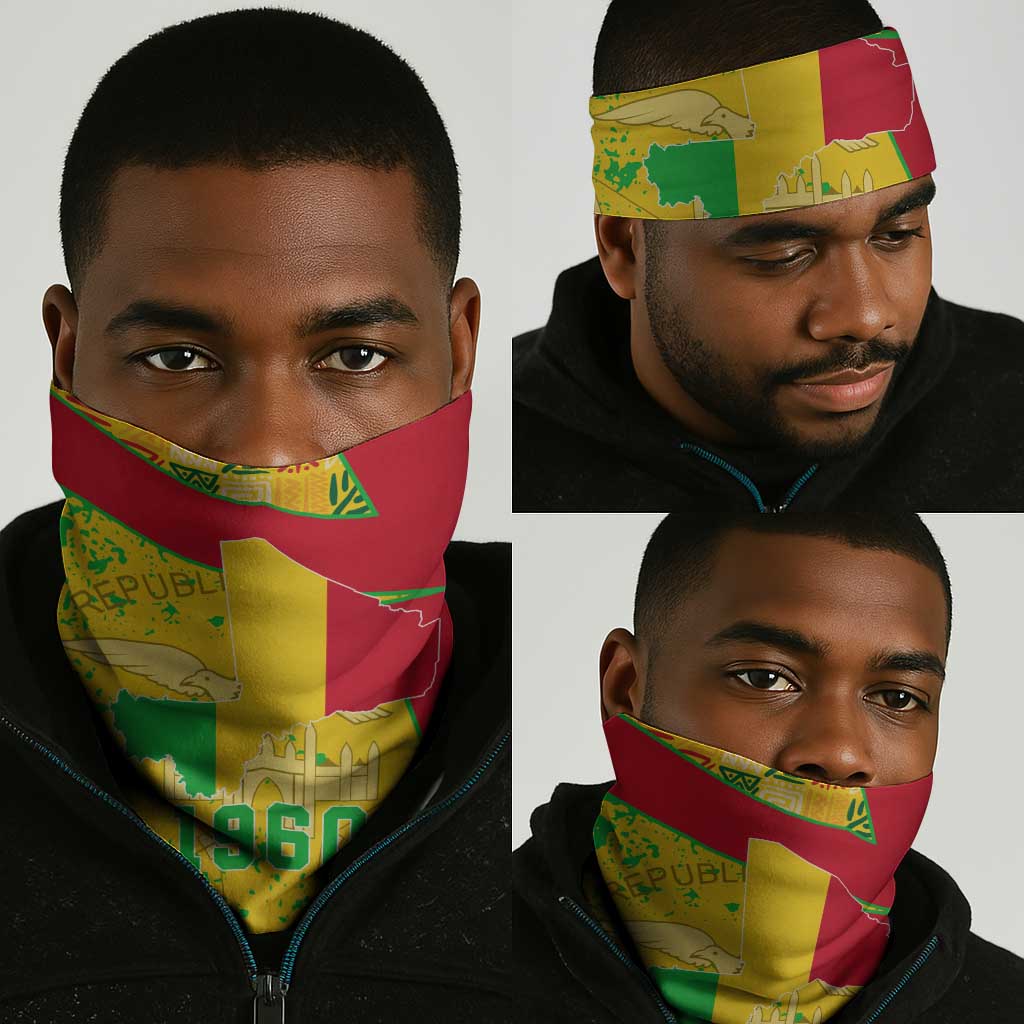 Mali in My Heart Neck Gaiter Map National Flag Colors TS04