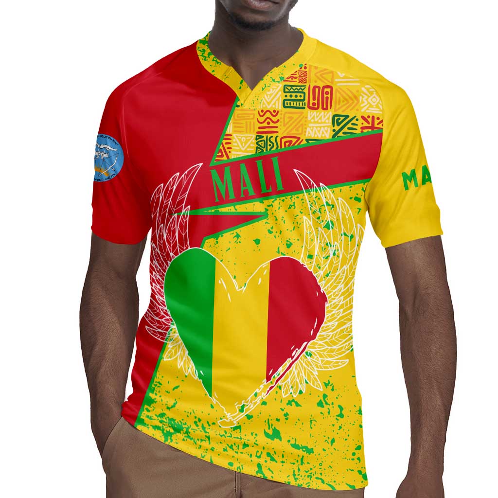 Mali in My Heart Rugby Jersey Map with National Flag Colors