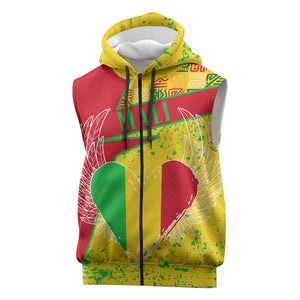 Mali in My Heart Sleeveless Zip Hoodie Map with National Flag Colors - African Pride