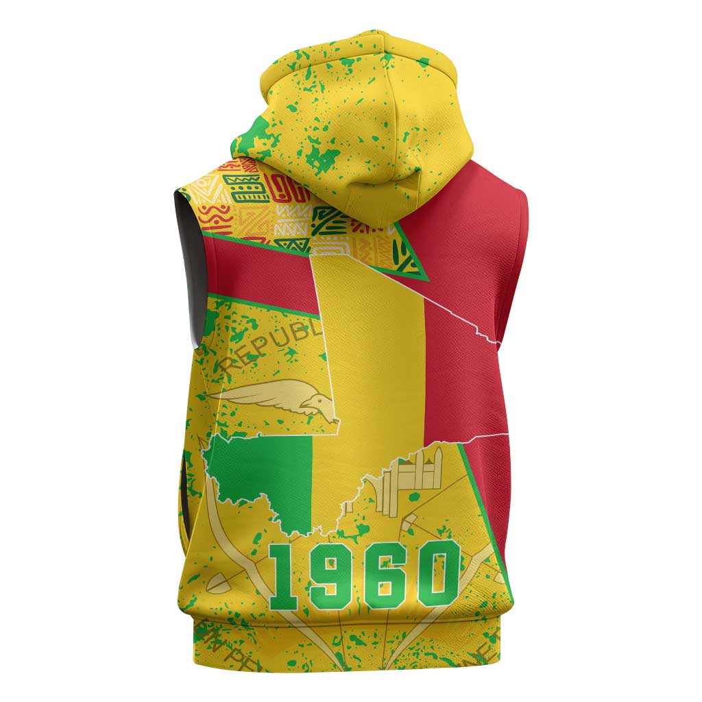 Mali in My Heart Sleeveless Zip Hoodie Map with National Flag Colors - African Pride