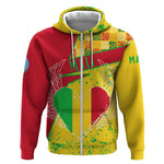 Mali in My Heart Zip Hoodie Map with National Flag Colors