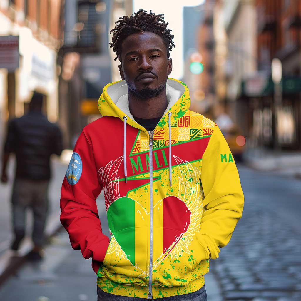 Mali in My Heart Zip Hoodie Map with National Flag Colors
