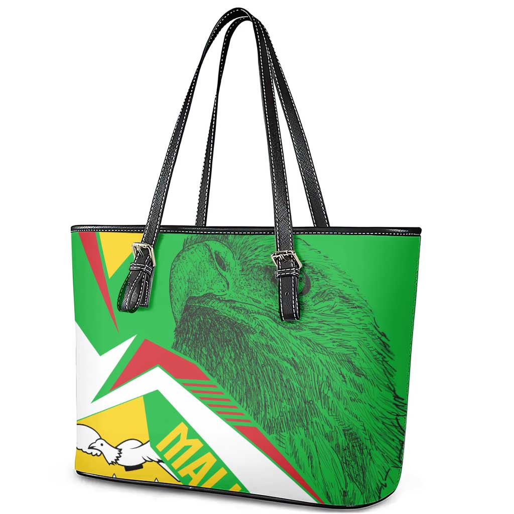 Mali Vulture Eagles Leather Tote Bag African Pattern Flag Color