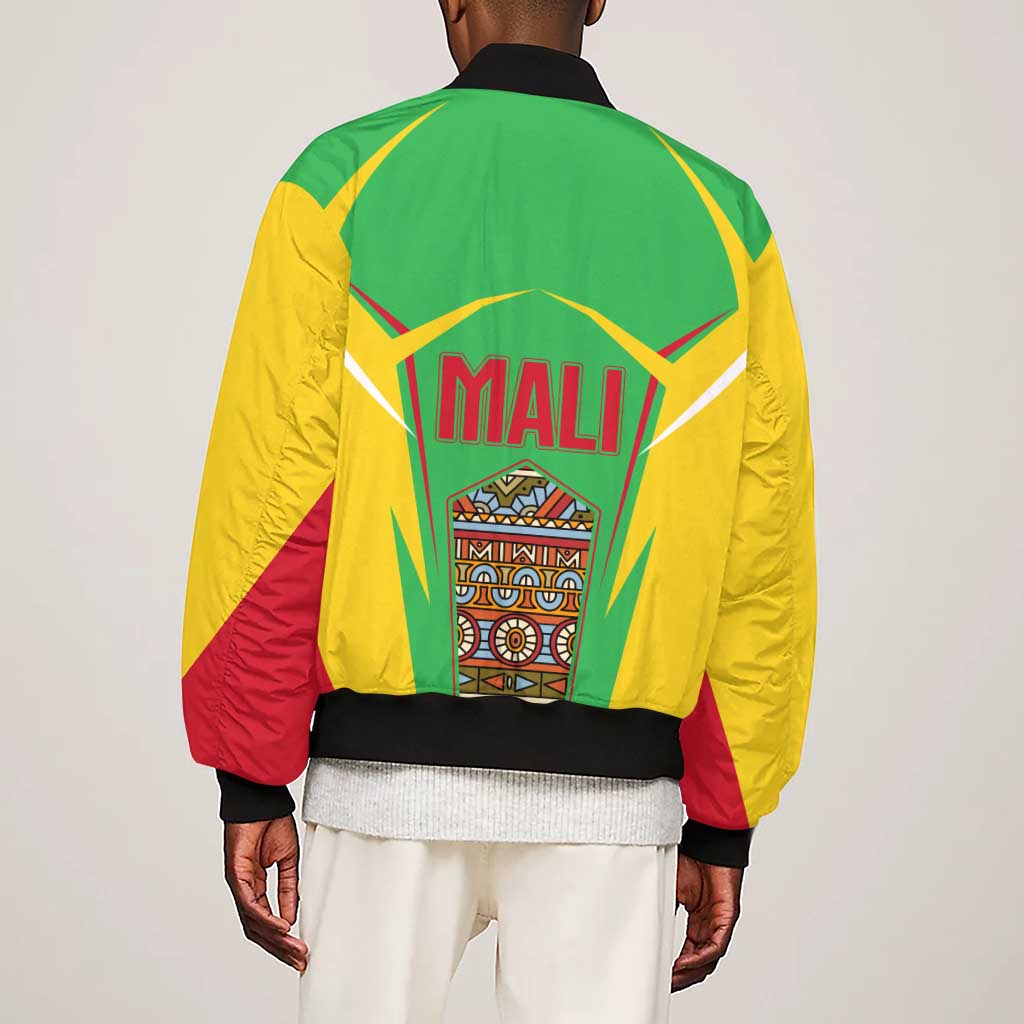 Mali Vulture Eagles Sleeve Zip Bomber Jacket African Pattern Flag Color