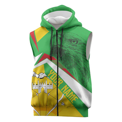 Mali Vulture Eagles Sleeveless Zip Hoodie African Pattern Flag Color - African Pride