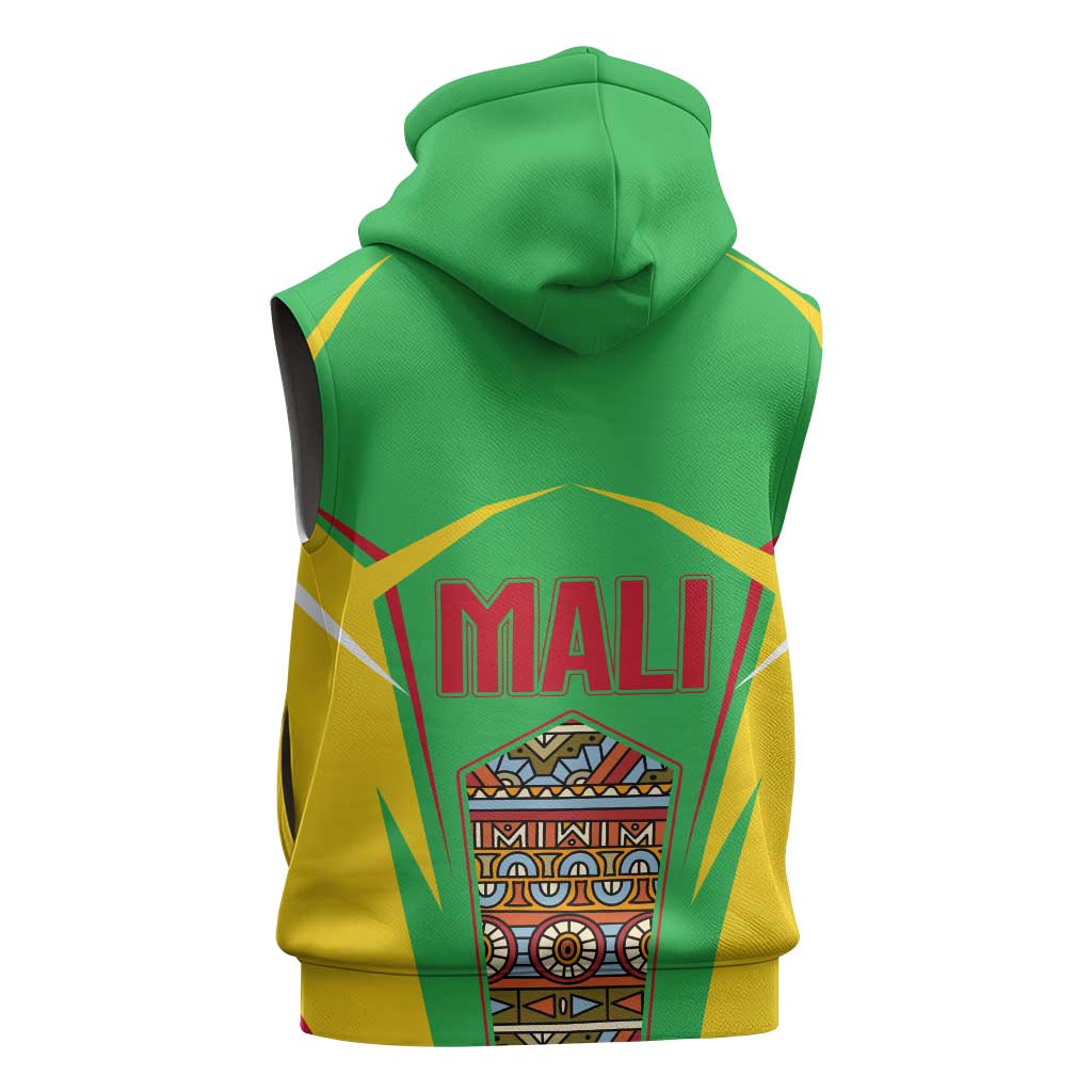 Mali Vulture Eagles Sleeveless Zip Hoodie African Pattern Flag Color - African Pride