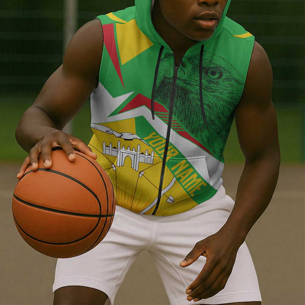 Mali Vulture Eagles Sleeveless Zip Hoodie African Pattern Flag Color - African Pride