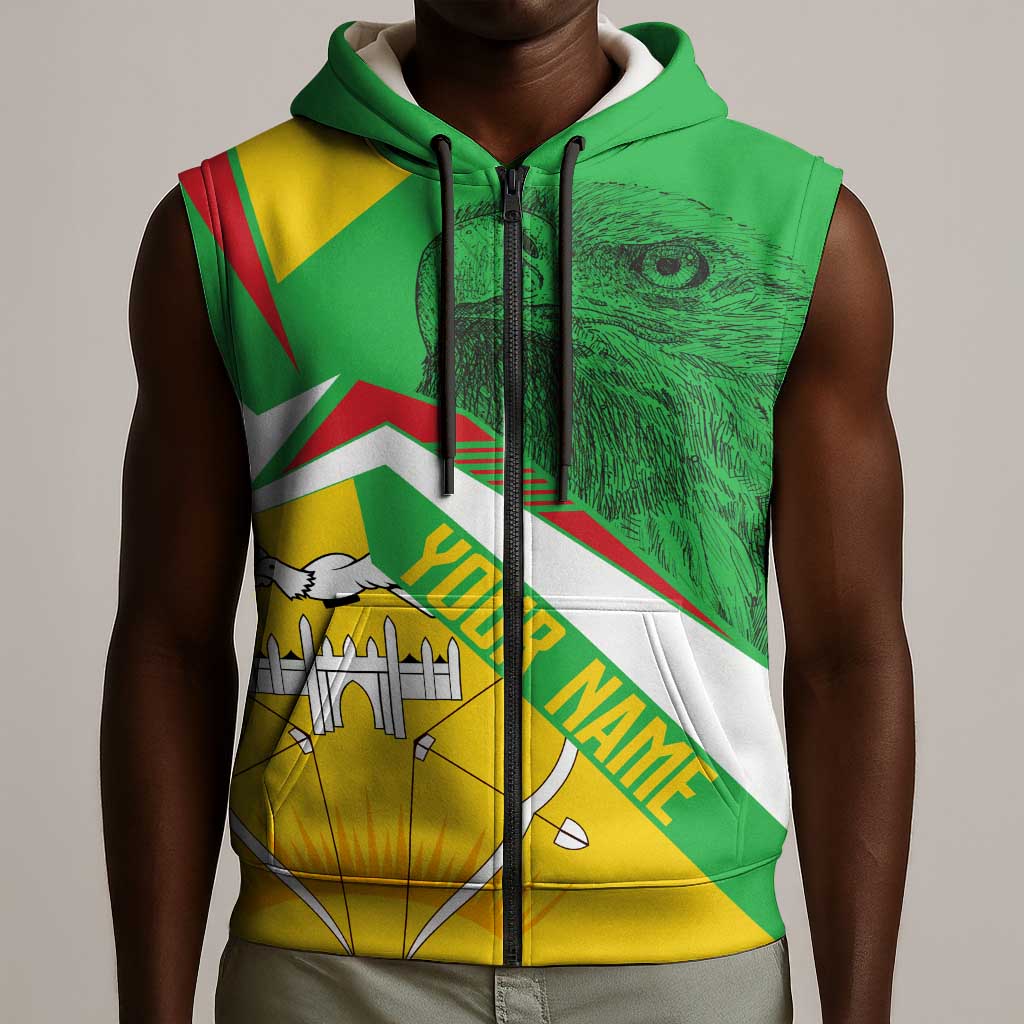 Mali Vulture Eagles Sleeveless Zip Hoodie African Pattern Flag Color - African Pride