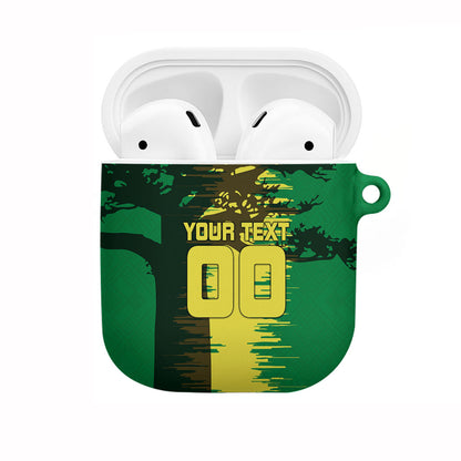 Personalized Senegal Football Lion AirPods Case Fierce Roaring Lion Soccer Art With Senegal Flag