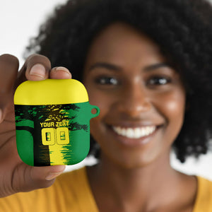 Personalized Senegal Football Lion AirPods Case Fierce Roaring Lion Soccer Art With Senegal Flag