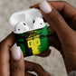 Personalized Senegal Football Lion AirPods Case Fierce Roaring Lion Soccer Art With Senegal Flag
