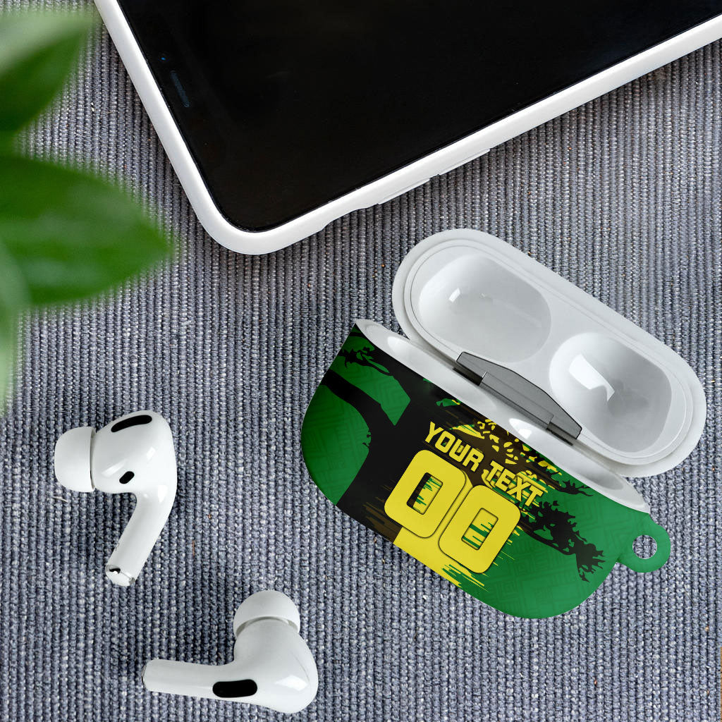 Personalized Senegal Football Lion AirPods Case Fierce Roaring Lion Soccer Art With Senegal Flag