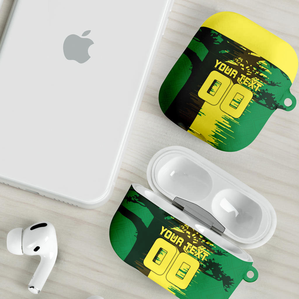 Personalized Senegal Football Lion AirPods Case Fierce Roaring Lion Soccer Art With Senegal Flag