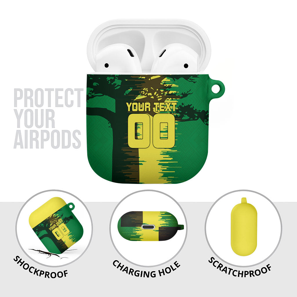 Personalized Senegal Football Lion AirPods Case Fierce Roaring Lion Soccer Art With Senegal Flag