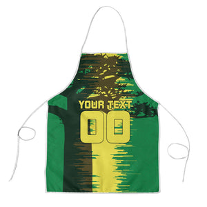 Personalized Senegal Football Lion Apron Fierce Roaring Lion Soccer Art With Senegal Flag