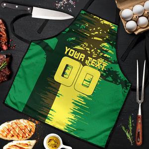 Personalized Senegal Football Lion Apron Fierce Roaring Lion Soccer Art With Senegal Flag