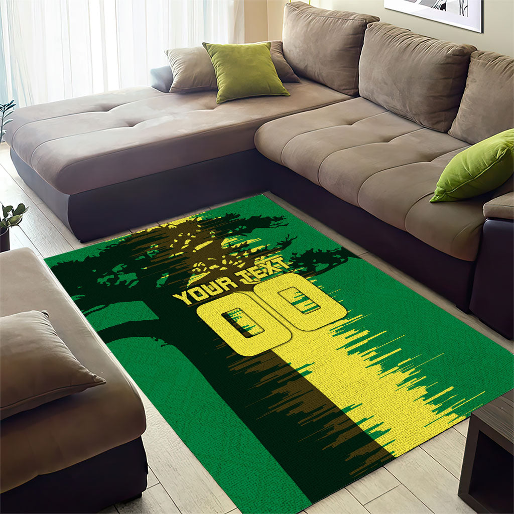Personalized Senegal Football Lion Area Rug Fierce Roaring Lion Soccer Art With Senegal Flag