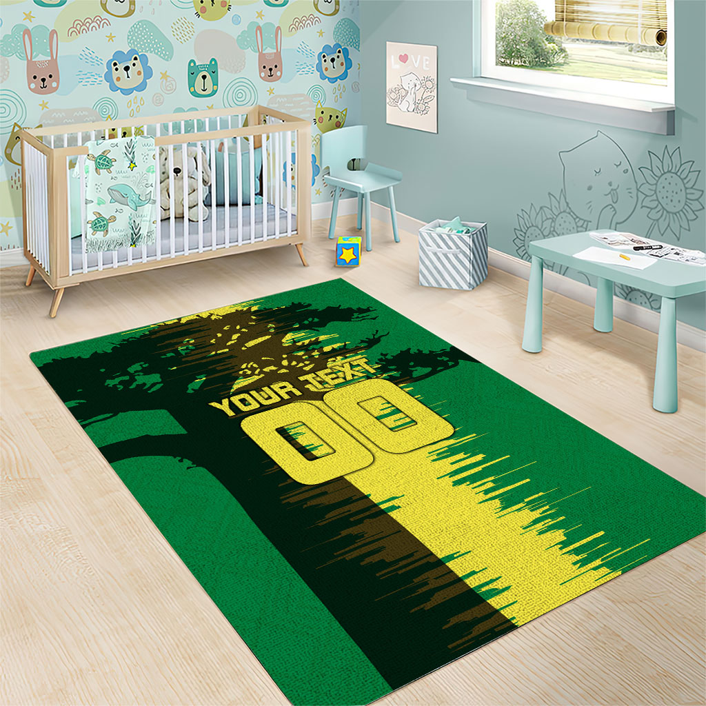 Personalized Senegal Football Lion Area Rug Fierce Roaring Lion Soccer Art With Senegal Flag
