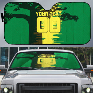 Personalized Senegal Football Lion Auto Sun Shade Fierce Roaring Lion Soccer Art With Senegal Flag