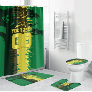 Personalized Senegal Football Lion Bathroom Set Fierce Roaring Lion Soccer Art With Senegal Flag