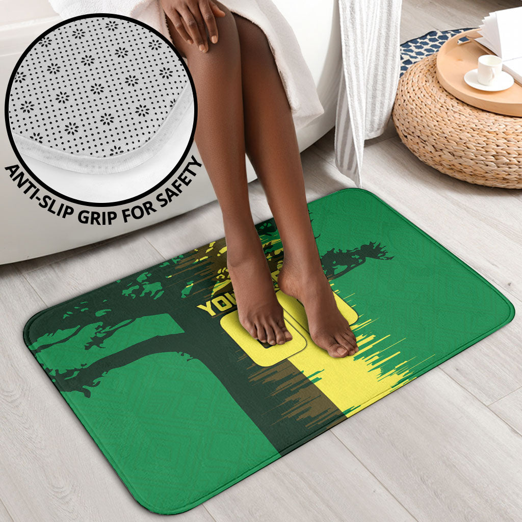 Personalized Senegal Football Lion Bathroom Set Fierce Roaring Lion Soccer Art With Senegal Flag
