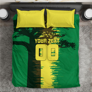 Personalized Senegal Football Lion Bedding Set Fierce Roaring Lion Soccer Art With Senegal Flag