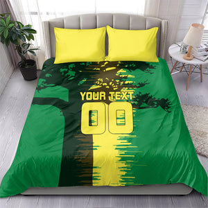 Personalized Senegal Football Lion Bedding Set Fierce Roaring Lion Soccer Art With Senegal Flag