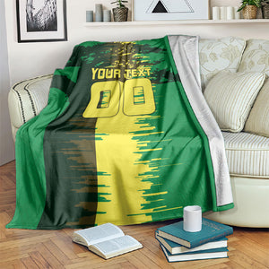 Personalized Senegal Football Lion Blanket Fierce Roaring Lion Soccer Art With Senegal Flag