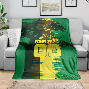 Personalized Senegal Football Lion Blanket Fierce Roaring Lion Soccer Art With Senegal Flag