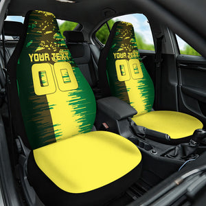 Personalized Senegal Football Lion Car Seat Cover Fierce Roaring Lion Soccer Art With Senegal Flag