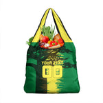 Personalized Senegal Football Lion Grocery Bag Fierce Roaring Lion Soccer Art With Senegal Flag