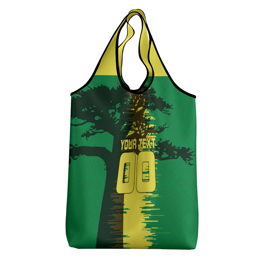 Personalized Senegal Football Lion Grocery Bag Fierce Roaring Lion Soccer Art With Senegal Flag