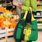 Personalized Senegal Football Lion Grocery Bag Fierce Roaring Lion Soccer Art With Senegal Flag