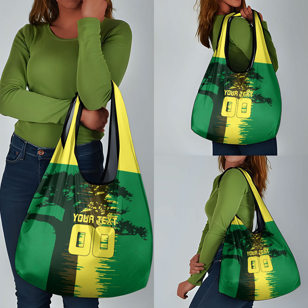 Personalized Senegal Football Lion Grocery Bag Fierce Roaring Lion Soccer Art With Senegal Flag