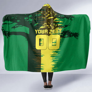 Personalized Senegal Football Lion Hooded Blanket Fierce Roaring Lion Soccer Art With Senegal Flag