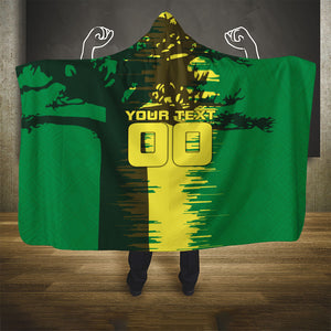Personalized Senegal Football Lion Hooded Blanket Fierce Roaring Lion Soccer Art With Senegal Flag