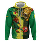 Personalized Senegal Football Lion Hoodie Fierce Roaring Lion Soccer Art With Senegal Flag