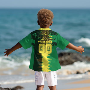 Personalized Senegal Football Lion Kid Hawaiian Shirt Fierce Roaring Lion Soccer Art With Senegal Flag