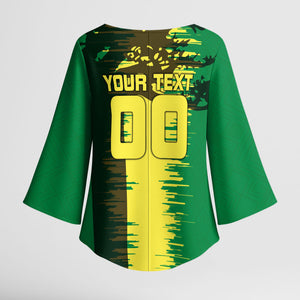Personalized Senegal Football Lion Kimono Sleeve Blouse Fierce Roaring Lion Soccer Art With Senegal Flag