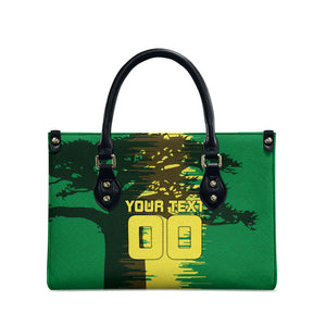 Personalized Senegal Football Lion Leather Bag Fierce Roaring Lion Soccer Art With Senegal Flag