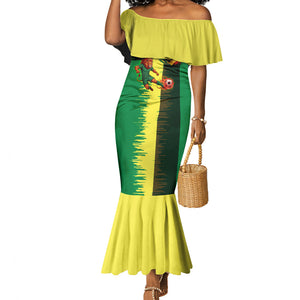 Personalized Senegal Football Lion Mermaid Dress Fierce Roaring Lion Soccer Art With Senegal Flag