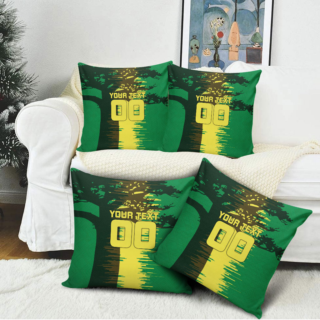 Personalized Senegal Football Lion Pillow Cover Fierce Roaring Lion Soccer Art With Senegal Flag