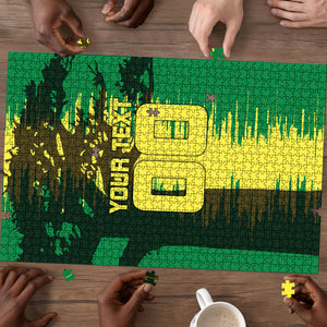 Personalized Senegal Football Lion Puzzle Fierce Roaring Lion Soccer Art With Senegal Flag