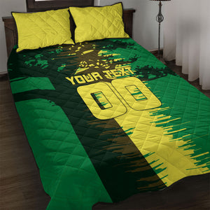 Personalized Senegal Football Lion Quilt Bed Set Fierce Roaring Lion Soccer Art With Senegal Flag