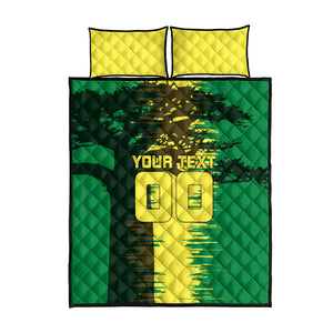 Personalized Senegal Football Lion Quilt Bed Set Fierce Roaring Lion Soccer Art With Senegal Flag
