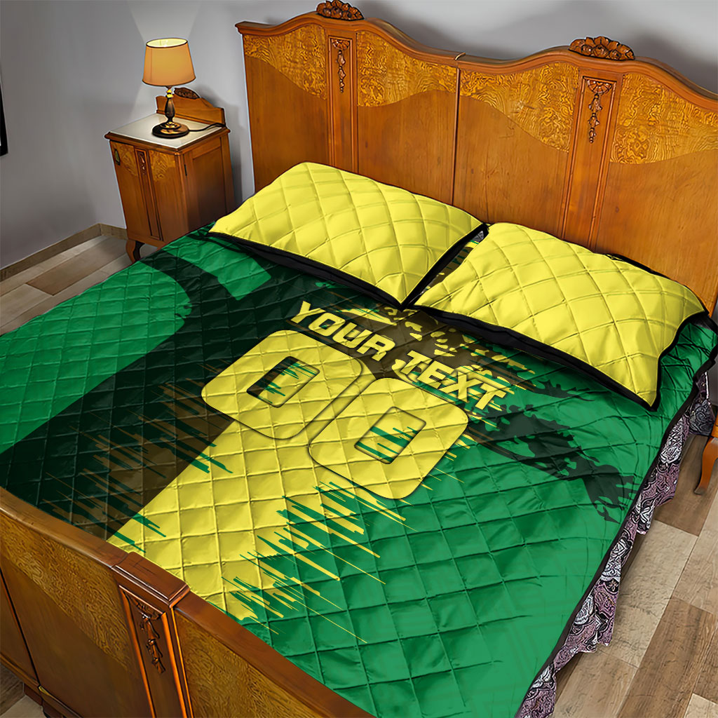 Personalized Senegal Football Lion Quilt Bed Set Fierce Roaring Lion Soccer Art With Senegal Flag