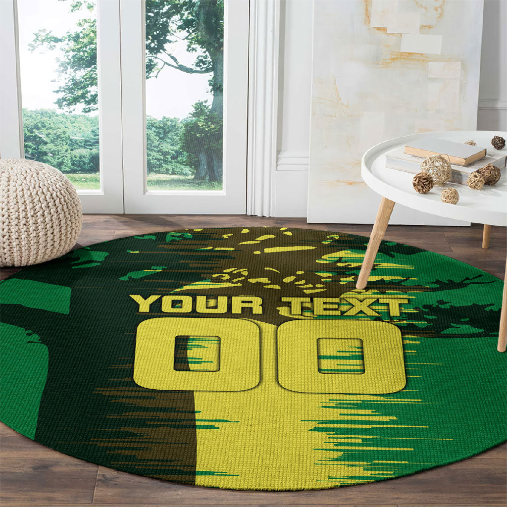 Personalized Senegal Football Lion Round Carpet Fierce Roaring Lion Soccer Art With Senegal Flag
