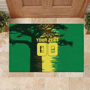 Personalized Senegal Football Lion Rubber Doormat Fierce Roaring Lion Soccer Art With Senegal Flag