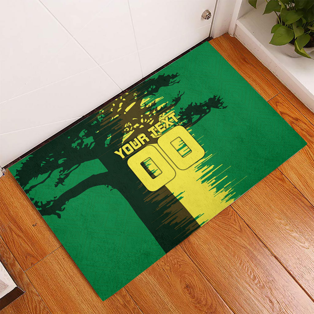 Personalized Senegal Football Lion Rubber Doormat Fierce Roaring Lion Soccer Art With Senegal Flag