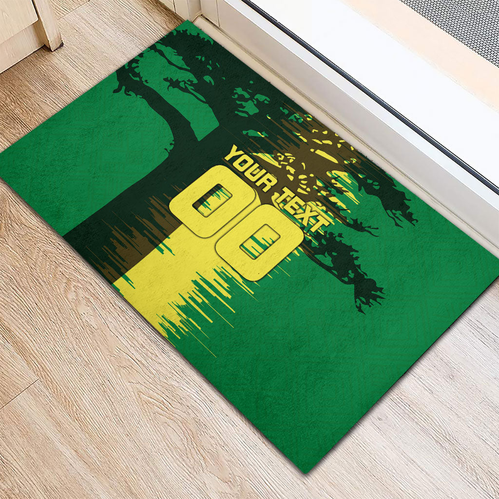Personalized Senegal Football Lion Rubber Doormat Fierce Roaring Lion Soccer Art With Senegal Flag